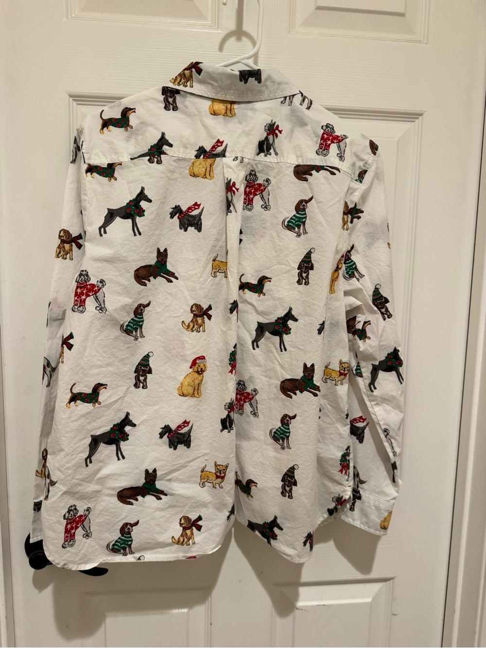 Talbots White Button-Up Shirt with Playful Dog Print - Picture 10 of 12